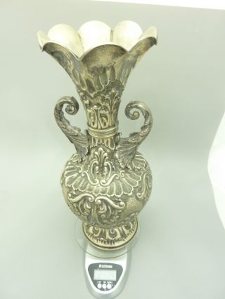 Silver Pair Italian Amphora Vase - 1960 Signed Lavorazione A.  Mano `800` 4.  3kg photo