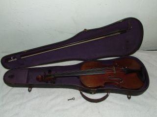 Antique 19th Century Handmade German Violin With Case; Germany photo