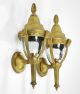 Pair Lantern Sconces Gold Gilded Mica Antique Vintage Italian Regency Outdoor Chandeliers, Fixtures, Sconces photo 1