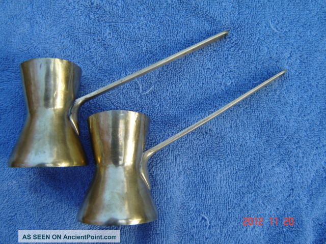 Antique Turkish Coffee Makers With Brass Handles - Set Of 2 Middle East photo