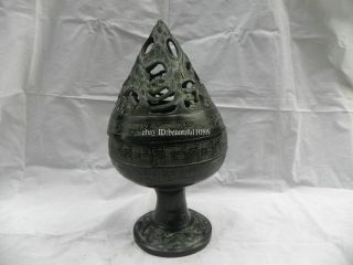 Antique Bronze Statuary:33cm Lotiform Lamp photo