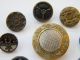 9 Antique Vintage Metal Buttons Victorian Old Brass Perfume Tinted Fabric Buttons photo 2