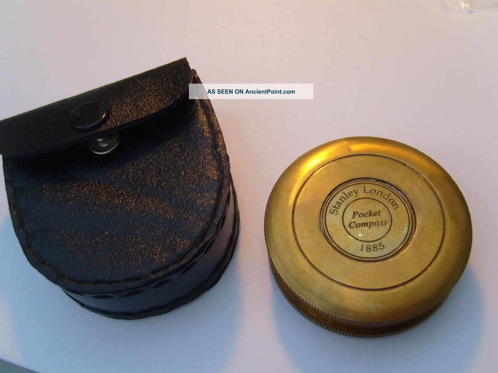 Vintage Style Brass Pocket Compass With Case Other photo