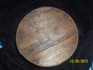 Vintage Primitive Round Wooden Hat/cheese Box - Lid And Stain photo
