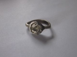 Roman Zoomorphic Silver Signet Ring With Bull/or Capricorn With Fishtail photo