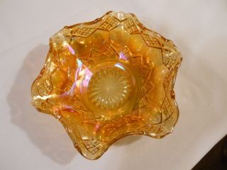Vintage Carnival Glass Bowl - Amethyst Color - Diamond Sunburst Design - Candy Dish photo