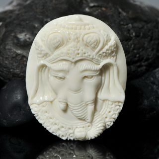 Cameo - Style White Buffalo Bone Ganesha Art - Carving Amulet photo