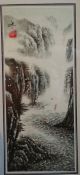 Chinese Print Boats In A Mountain Scene Hand Chopped & Signed 1920s Other Chinese photo 2