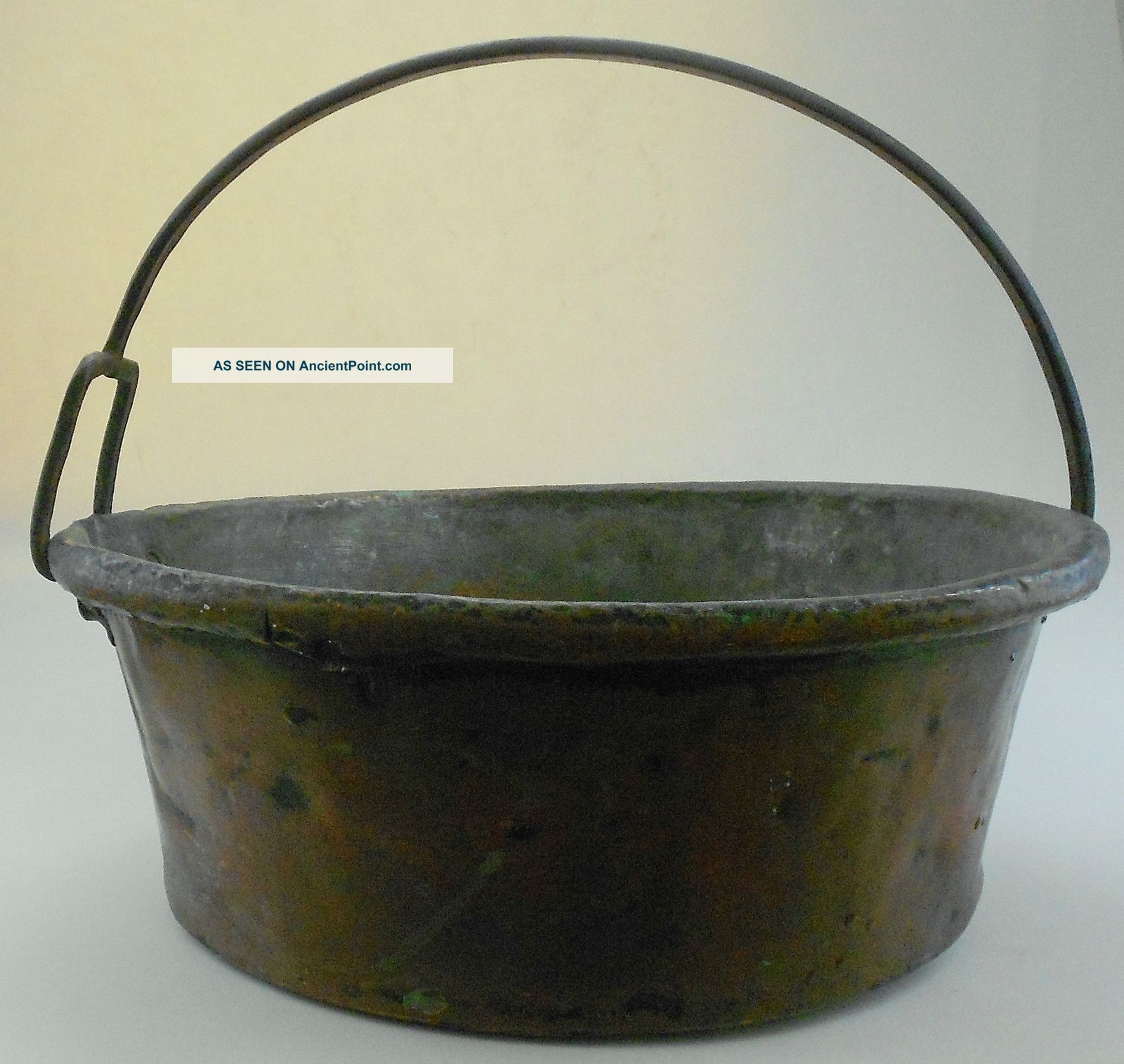 Antique Or Vintage Apple Butter Copper Kettle Cauldron W Iron Handle Nr Other photo