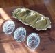 Antique Gold Plated Bronze Serving Tray With Removable Glass Inserts Trivets photo 1