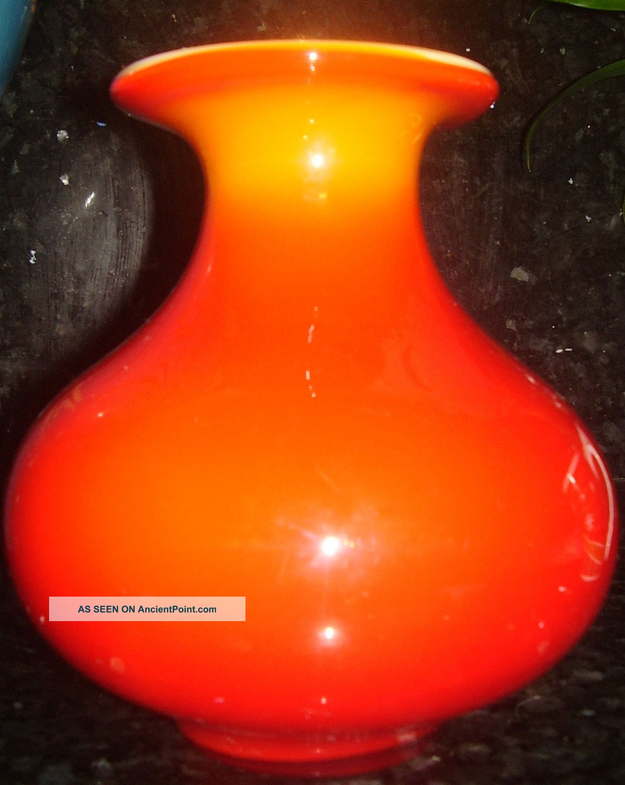 Stunning Murano Art Glass Vase Vibrant Orange / Red Bold Vases photo