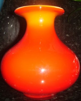Stunning Murano Art Glass Vase Vibrant Orange / Red Bold photo