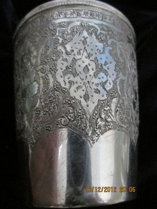 Antique Persian Sterling Silver Judaica Kiddush Cup 1900 ' S photo