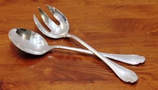 Christofle Pompadour Silver - Plate 2 Pcs Set Salad Serving Fork & Spoon photo