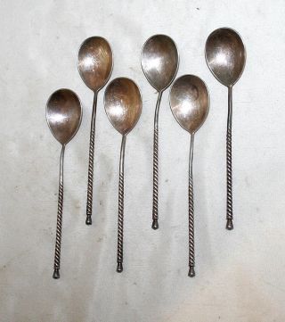 Russian Antique 6 Spoons Set Sterling Silver Russia Circa 1920s photo