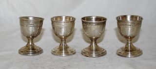 French Antique 4 Egg Holders Set Silver Plated Art Deco France Circa 1930s photo