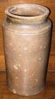 Primitive Antique Brown Glazed Redware Salt Glaze Stoneware Tall Crock Jar Jug Crocks photo 1