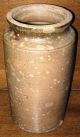 Primitive Antique Brown Glazed Redware Salt Glaze Stoneware Tall Crock Jar Jug Crocks photo 2