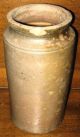 Primitive Antique Brown Glazed Redware Salt Glaze Stoneware Tall Crock Jar Jug Crocks photo 3