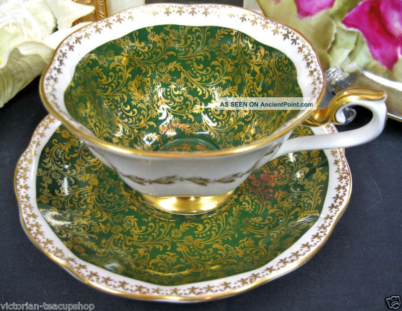 Royal Albert Teacup Green Handpainted Tea Cup And Saucer Duo Cups & Saucers photo