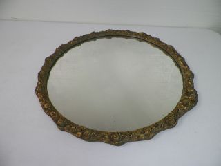 Vintage Gold Gesso Mirror Round With Roses & Flowers 22 