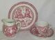 17 Pcs Allertons 1890 Red Punch & Judy Childs Tea Set Teapot Creamer Plates Cups Teapots & Tea Sets photo 3