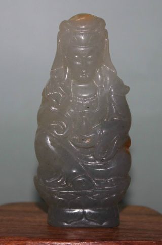 Ancient Chinese Xiuyan Jade Hand - Carved,  Kwan - Yin Statue photo