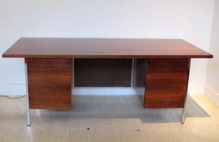 A Walnut Double Pedestal Executive Desk By Florence Knoll photo