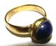 Rare Medieval Tudor Era Gilt Glove Ring - Lapis Lazuli Cabochon - 16th Century European photo 1