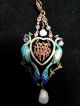 Stunning Art Nouveau Enamelled & Pearl Peacock Pendant - Ruby Set - Very Rare Art Nouveau photo 11