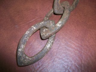 18th C.  Antique Hand Forged Authentic Wrought Iron Chain photo