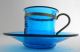 Old Blue Chinese Peking Glass Cup & Saucer Glasses & Cups photo 2