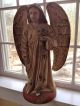 Angel Statue With Wings Fabulous Hand Carved Holding A Boquet Of Flowers Carved Figures photo 5