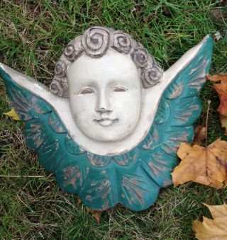 Angel Head Wings Hang Hand Carved Wood Fabulous See More photo