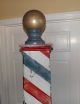 Antique Late 1800 ' S Wooden & Free Standing Barber Shop Pole - 7 ' + Tall Barber Chairs photo 1
