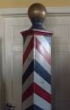 Antique Late 1800 ' S Wooden & Free Standing Barber Shop Pole - 7 ' + Tall Barber Chairs photo 4