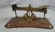 Antique Brass & Wood Postage Scale With Weights Scales photo 9