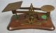 Antique Brass & Wood Postage Scale With Weights Scales photo 10