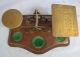 Antique Brass & Wood Postage Scale With Weights Scales photo 7