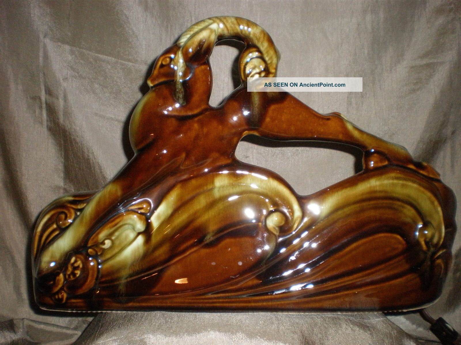 Fabulous Large Art Deco Caramel Leaping Impala Television Lamp Mint Condition Art Deco photo