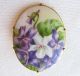 Vintage Antique Stud Button Matching Brooch Hand Painted Porcelain Violet Flower Buttons photo 2
