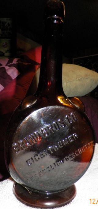Vintage Rare 3 Sided Brand Bros.  Eigenthumer Amber Medicine Bottle photo