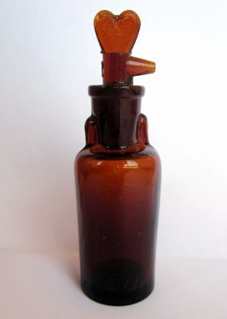 Antique German Medical Drop Opium Anaesthesia Amber Glass Bottle Tk 20ml Size 2 photo