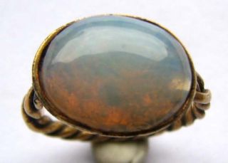 Roman Era Conserved Gold Gilt Ring With Opal Setting Circa: 2nd - 4th Century Ad photo
