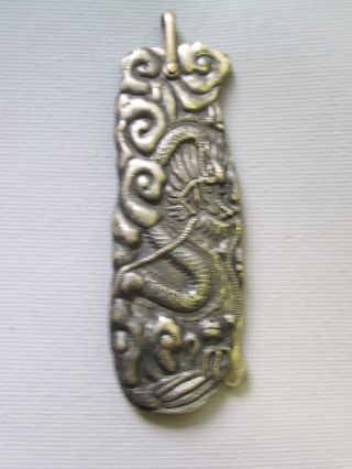 Vintage Chinese 50% Silver Highly Carved Dragon Comb Pendant photo