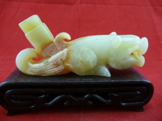 Chinese Classical Hand Carved Old Jade Beast Statue /516 photo