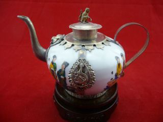 Chinese Silvering Binging Porcelain Teapot/003 photo