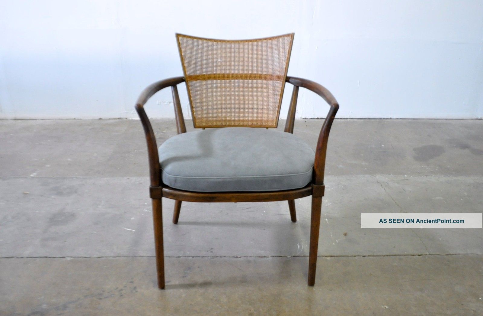 Bert England Vtg Mid Century Modern Cane Brass Lounge Side Desk Chair Johnson Mid-Century Modernism photo