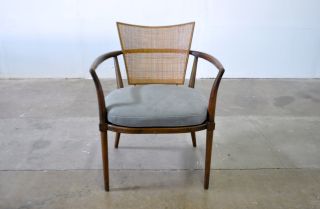Bert England Vtg Mid Century Modern Cane Brass Lounge Side Desk Chair Johnson photo