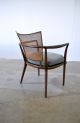 Bert England Vtg Mid Century Modern Cane Brass Lounge Side Desk Chair Johnson Mid-Century Modernism photo 3